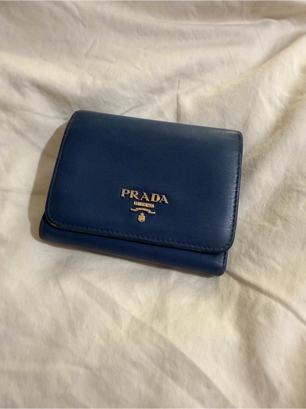 Prada Trifold Blue Leather Compact Wallet - Picture 5 of 5